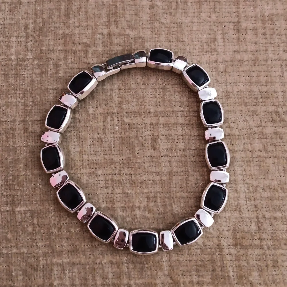 Liz Claiborne Silver Tone Black Bracelet